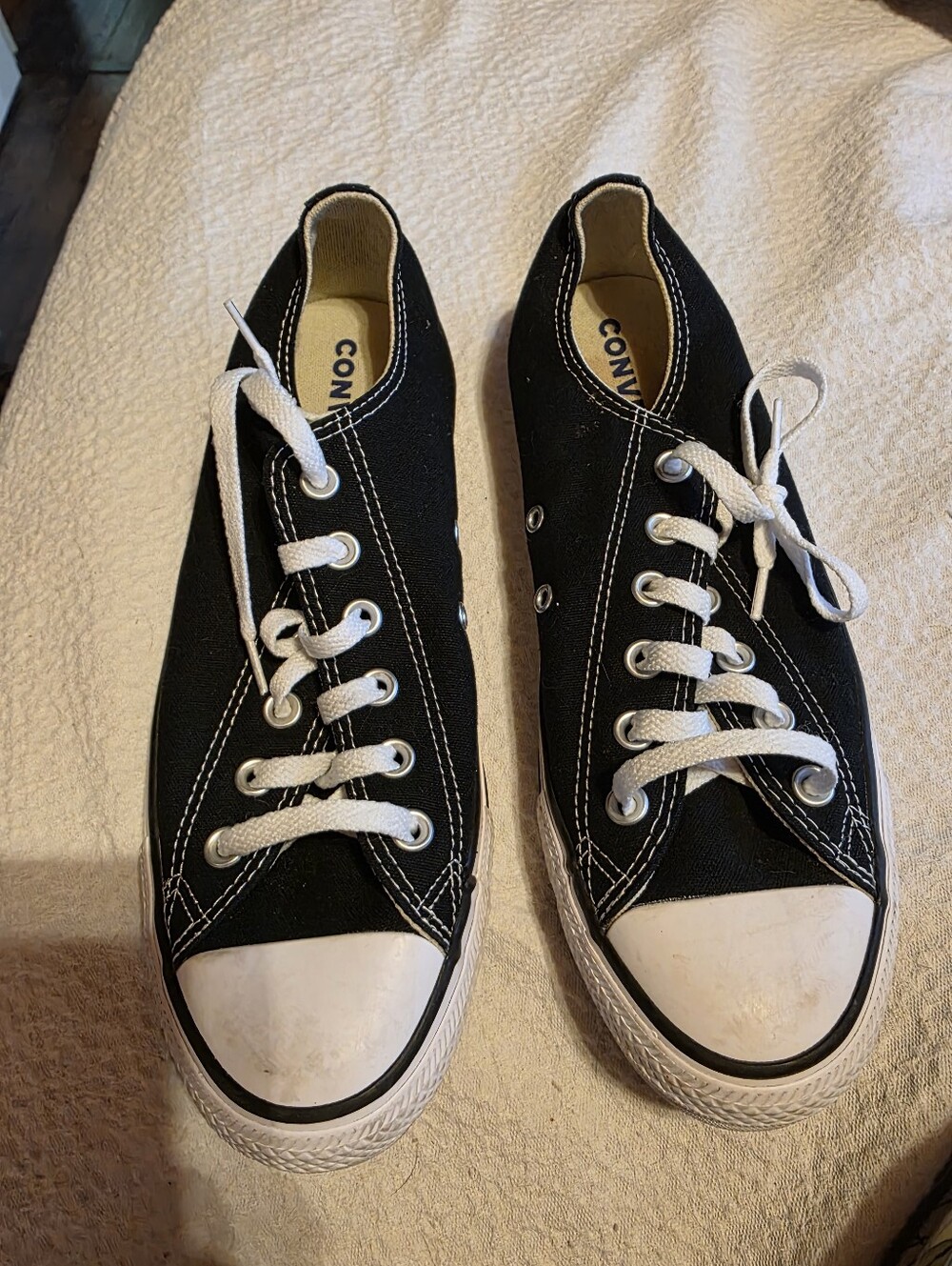Converse  Black and White Low-Top Canvas Sneakers